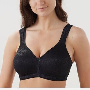 NEW Breezies Wild Rose Seamless Wirefree Support Bra-Black-42C-A260367